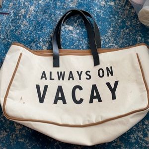 Always on Vacay canvas beach bag